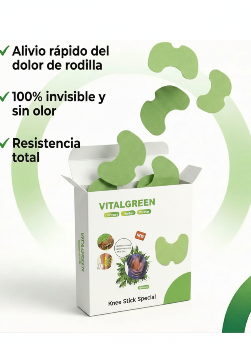 VitalGreen parches: Alivia el Dolor de Rodilla en 15 minutos, sin pastillas.