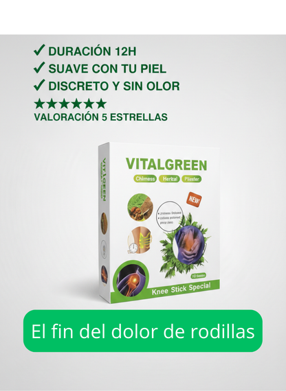 VitalGreen parches: Alivia el Dolor de Rodilla en 15 minutos, sin pastillas.