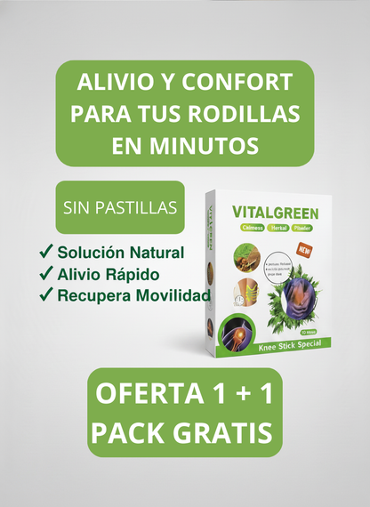 VitalGreen parches: Alivia el Dolor de Rodilla en 15 minutos, sin pastillas.