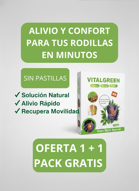 VitalGreen parches: Alivia el Dolor de Rodilla en 15 minutos, sin pastillas.