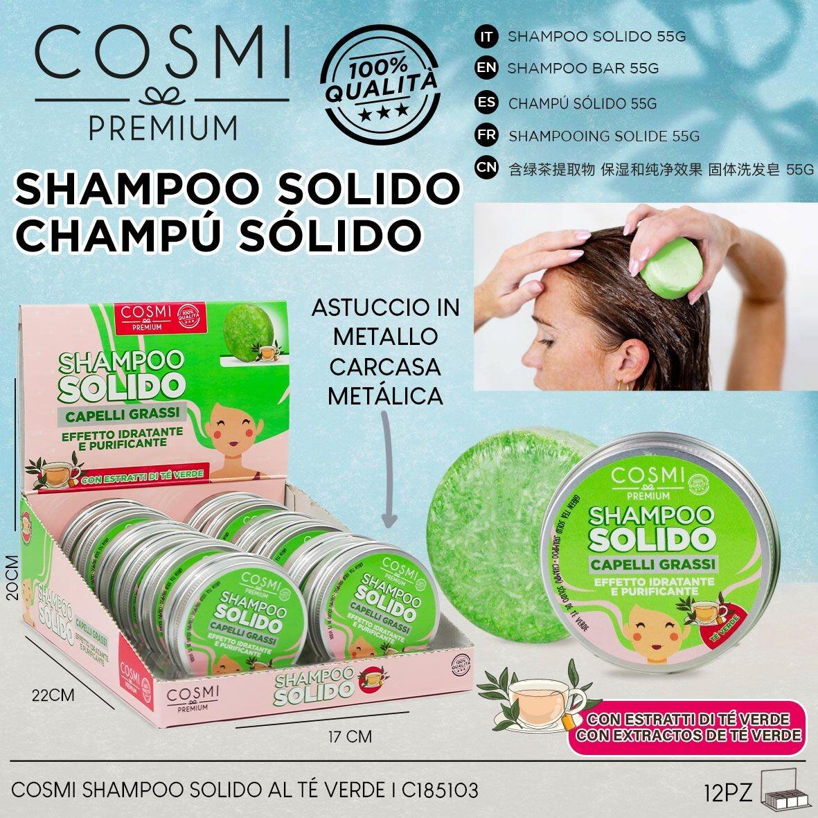 Champú Sólido Té Verde Fortalece la raíz y corta la caída 55gr